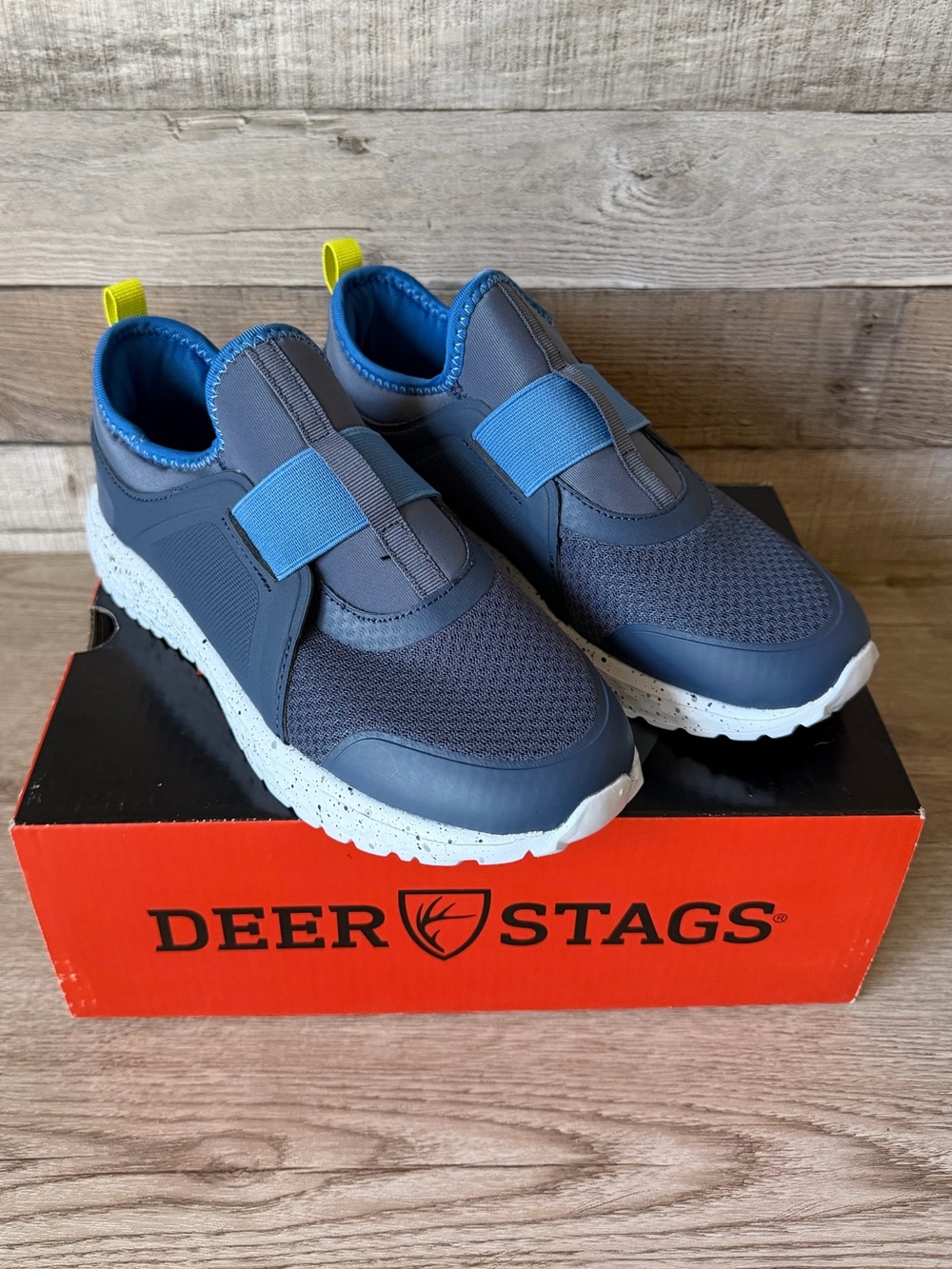 NIB Deer Stags Galaxy Jr Slip-On Sneakers Youth Size 3M Gray/Blue MSRP $55